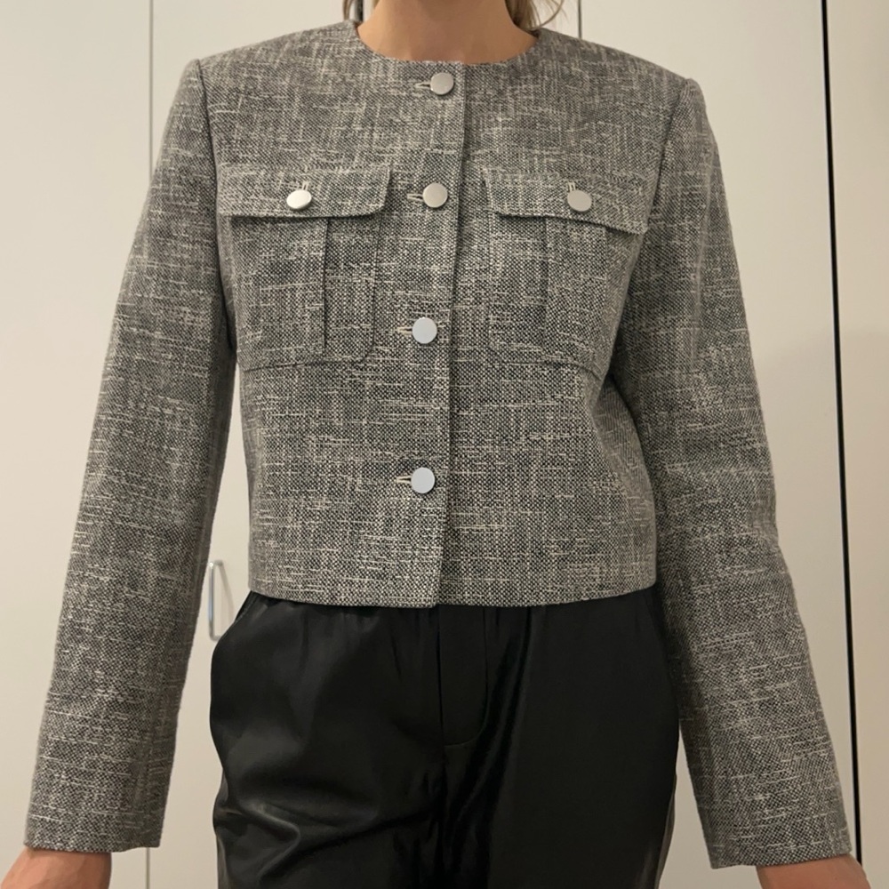 NWT Theory Cotton Tweed Military Jacket Size 6